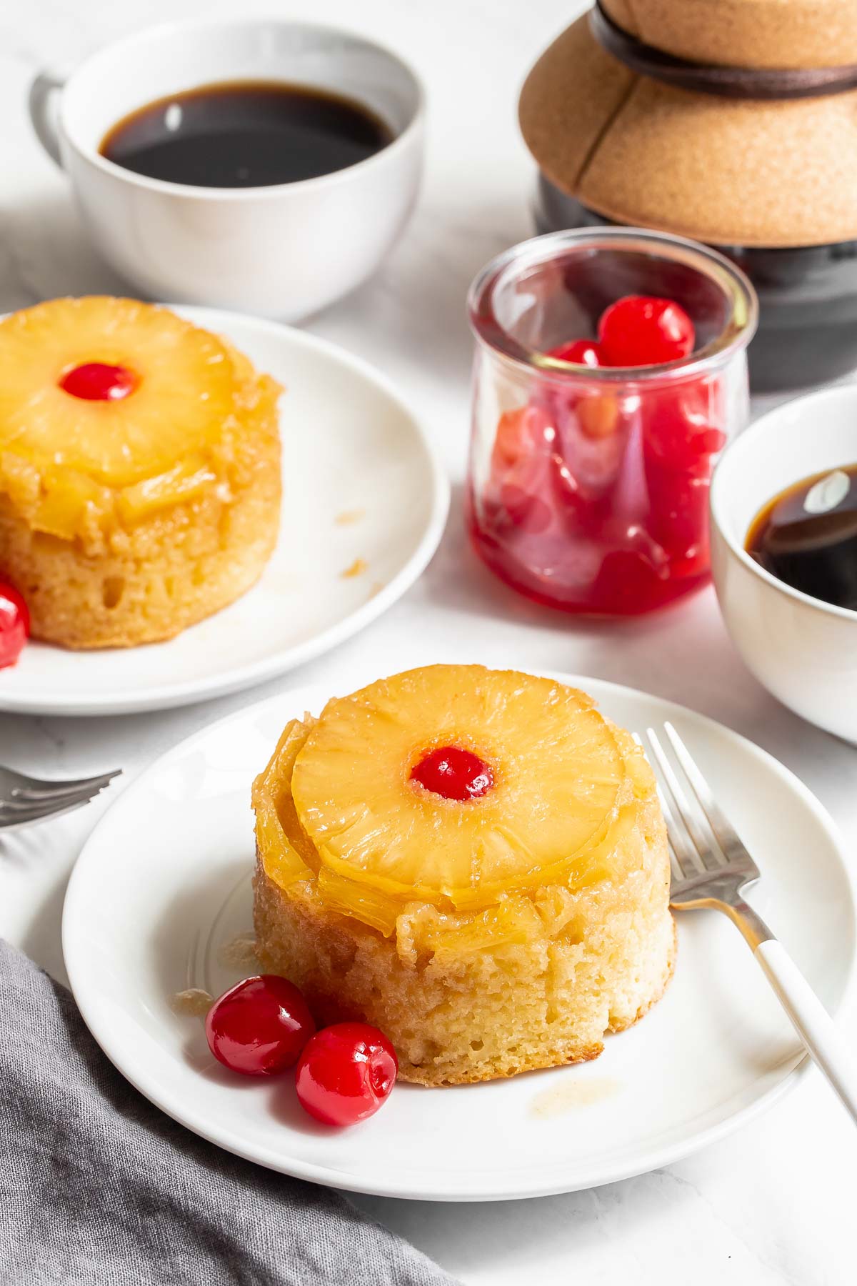 Mini Pineapple Upside Down Cakes in Ramekins - Dessert for Two
