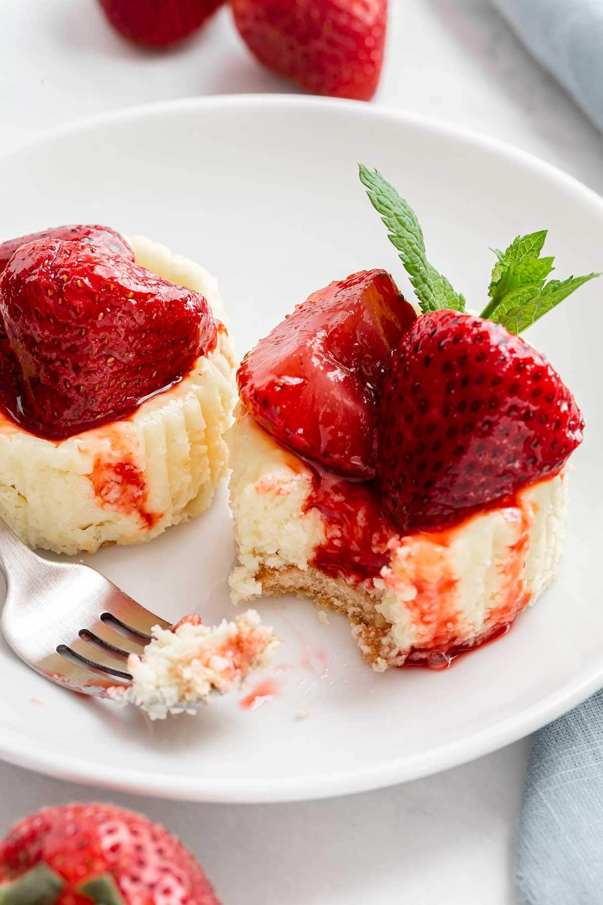 Mini Strawberry Cheesecakes Recipe - Dessert for Two