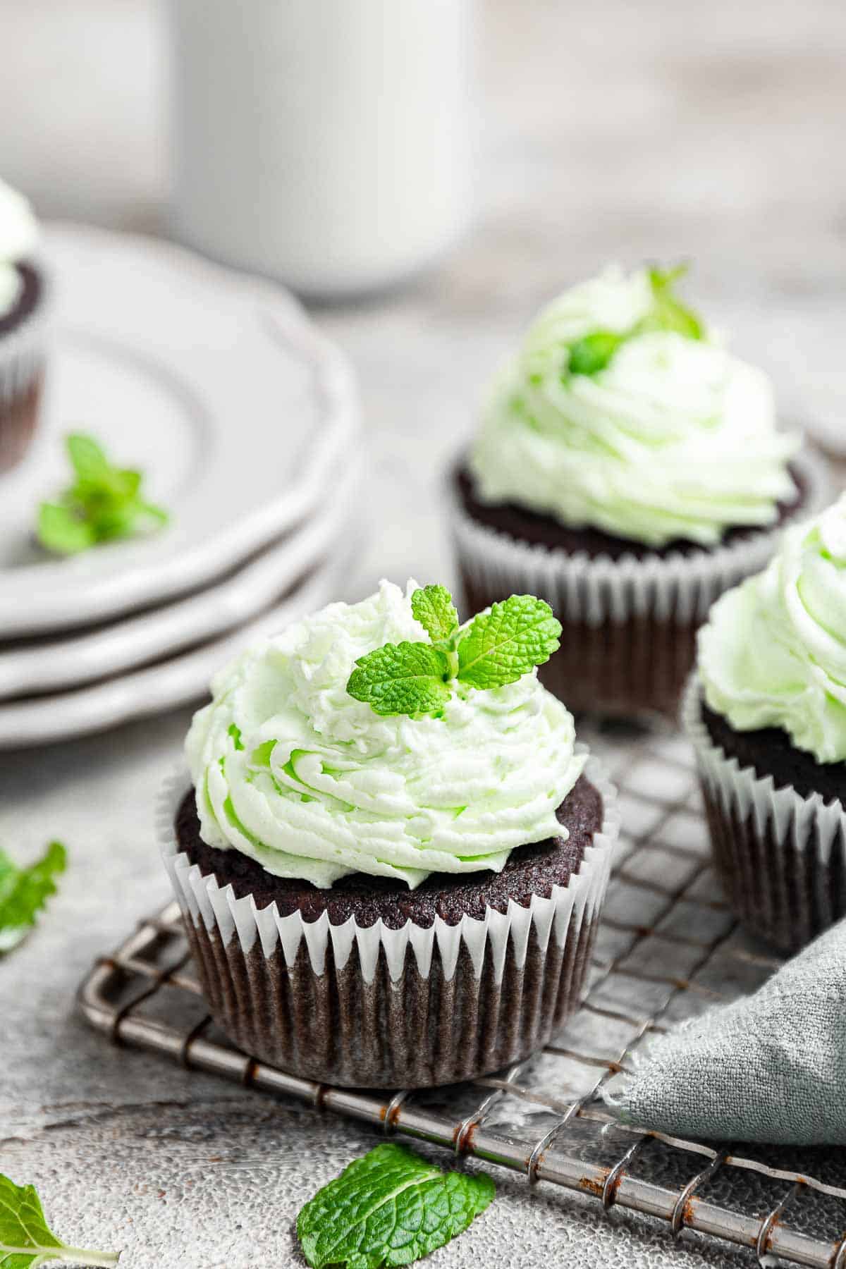 Chocolate Mint Cupcakes with Mint Buttercream - Dessert for Two